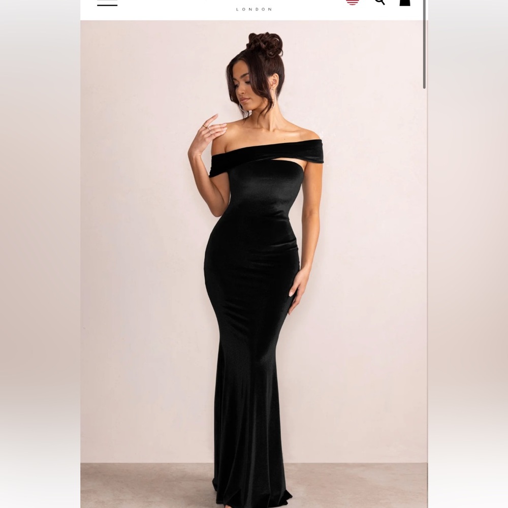 REVOLVE Off-Shoulder Black Velvet Mermaid Gown
